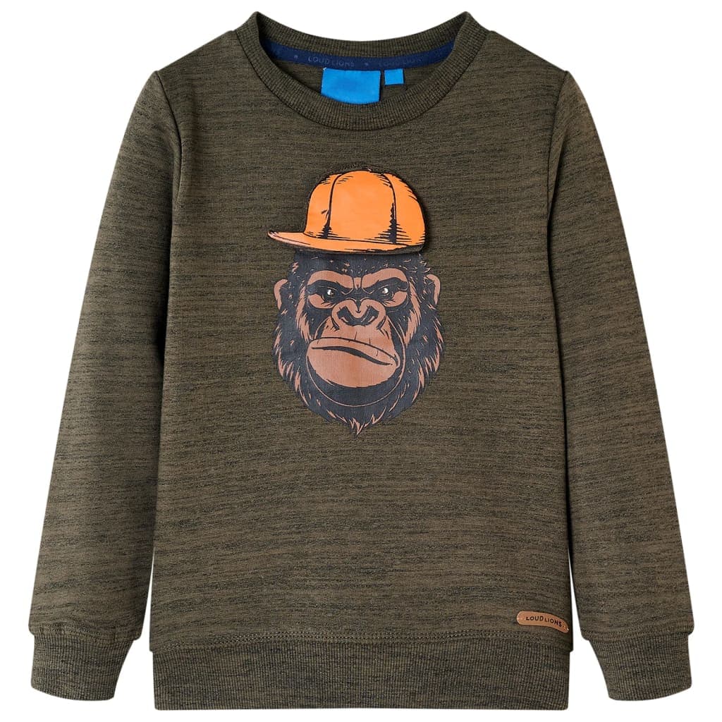Sweatshirt para criança caqui-escuro mesclado 104