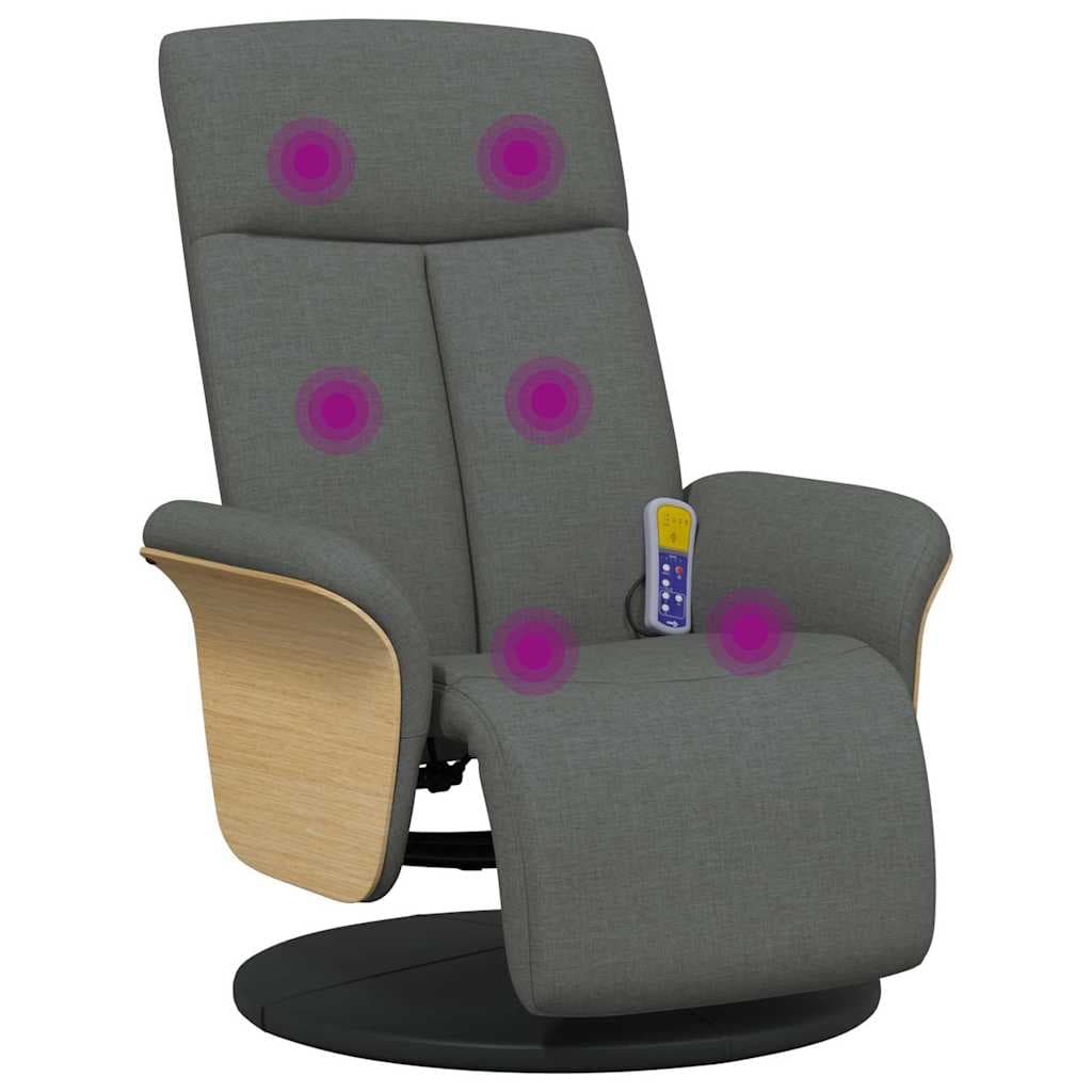 vidaXL Cadeira Massagens Reclinável com Apoio Pés Tecido Cinza-escuro - 477060985