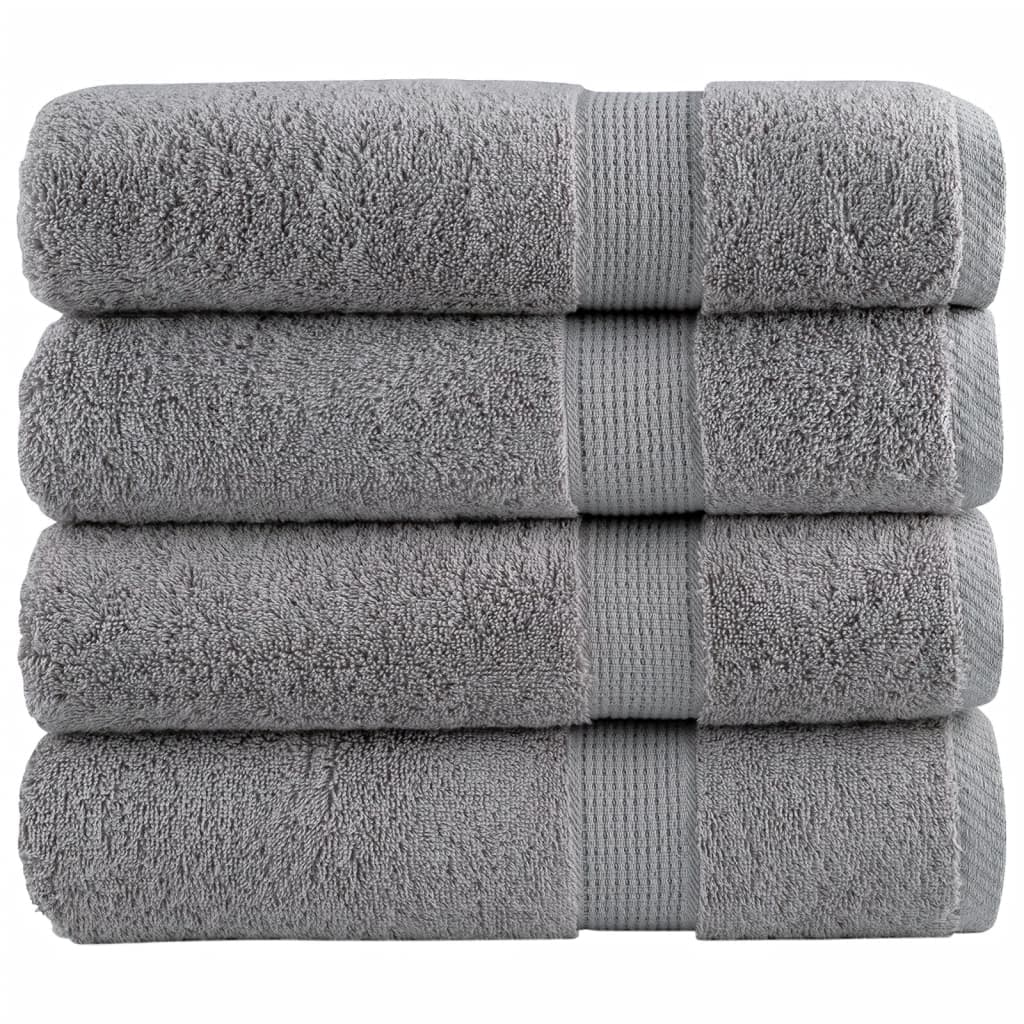 vidaXL Toalhas de Banho Premium Solund 4 Peças 70x140cm 600 Gsm Cinzento - 927612795