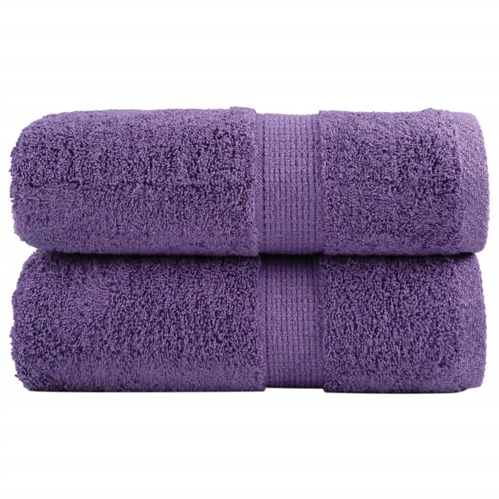 vidaXL Toalhas de rosto premium SOLUND 2 peças Roxo 30x30 cm 600 g/m²