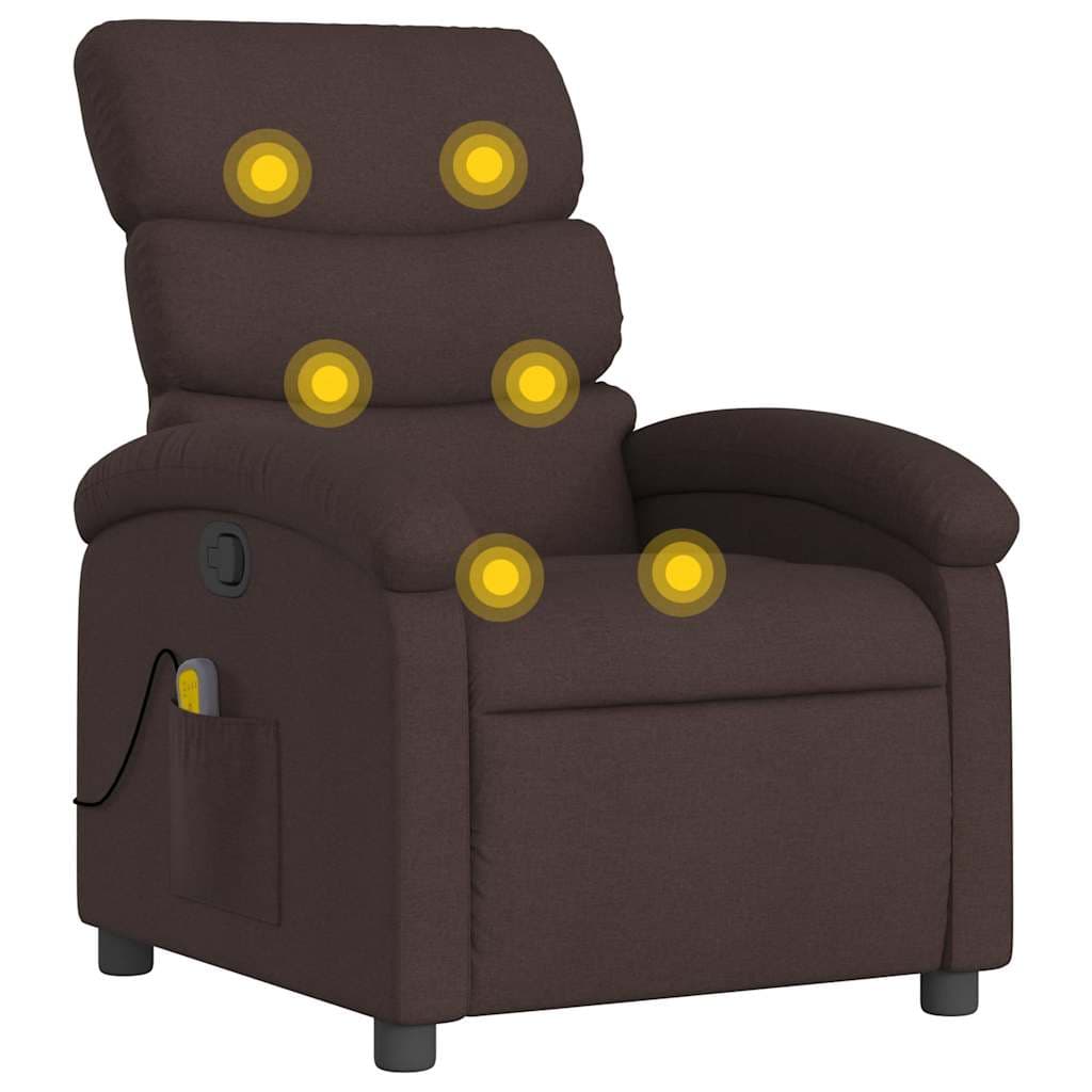 Poltrona de Massagens Reclinável Tecido Castanho-escuro - 1038078497