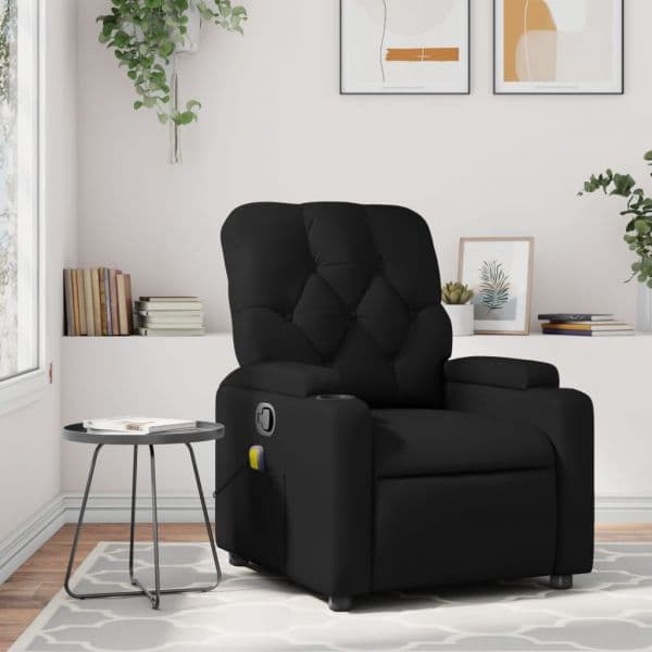 Poltrona de Massagens Reclinável Couro Artificial Preto - 3700833749