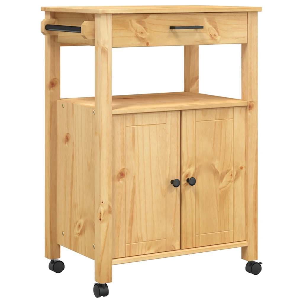 vidaXL Carrinho de cozinha MONZA 60x40x88,5 cm madeira de pinho maciça