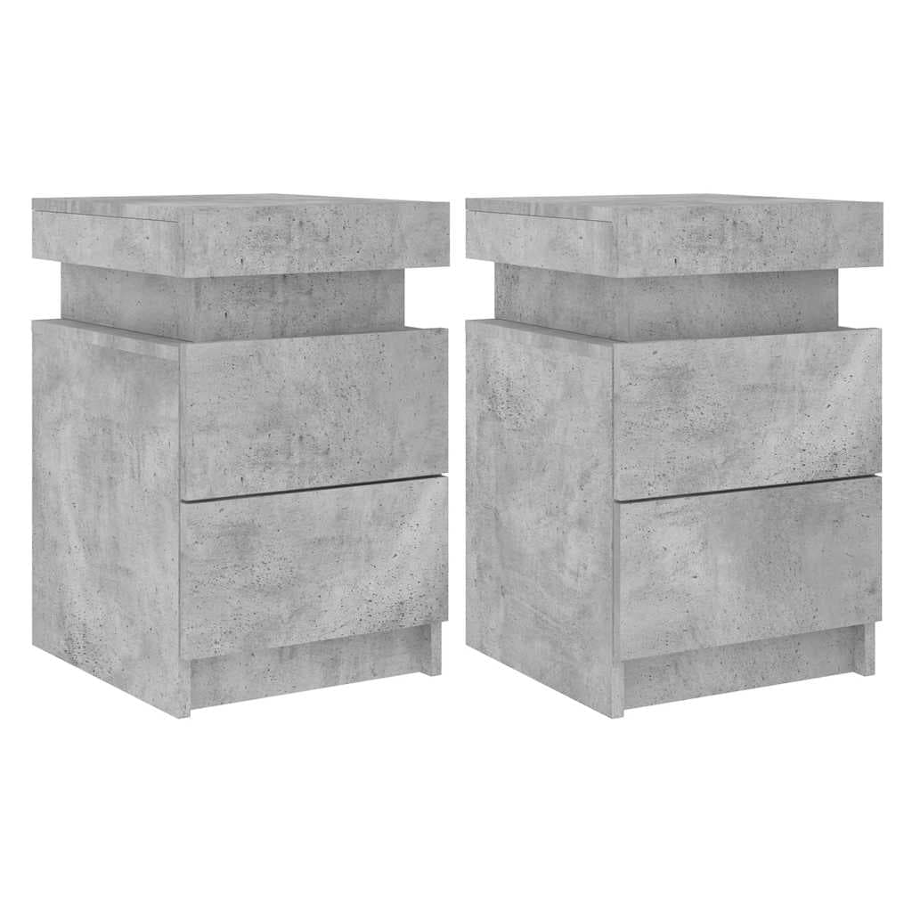 vidaXL Mesas cabeceira c/ luzes LED 2 pcs 35x39x55 cm cinzento-cimento
