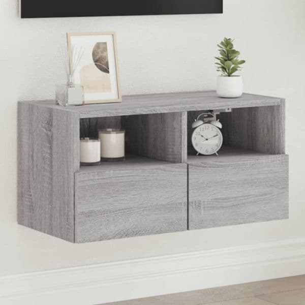 Móvel de Parede P/ TV 60x30x30cm Derivados Madeira Cinza Sonoma