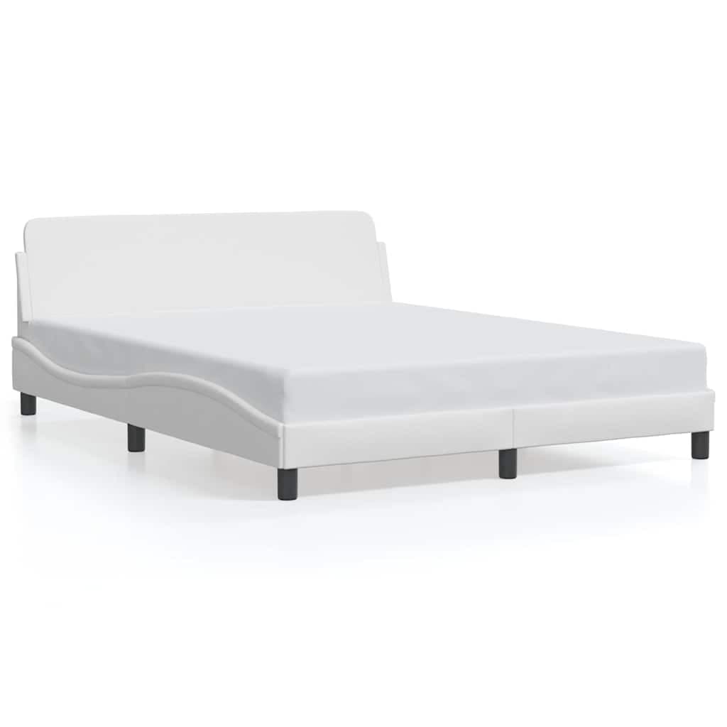 vidaXL Estrutura de cama Dover 160x200 cm couro artificial branco