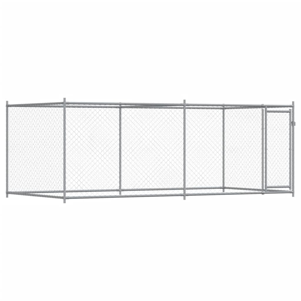 vidaXL Jaula para cão com porta 4x2x1,5 m aço galvanizado cinzento