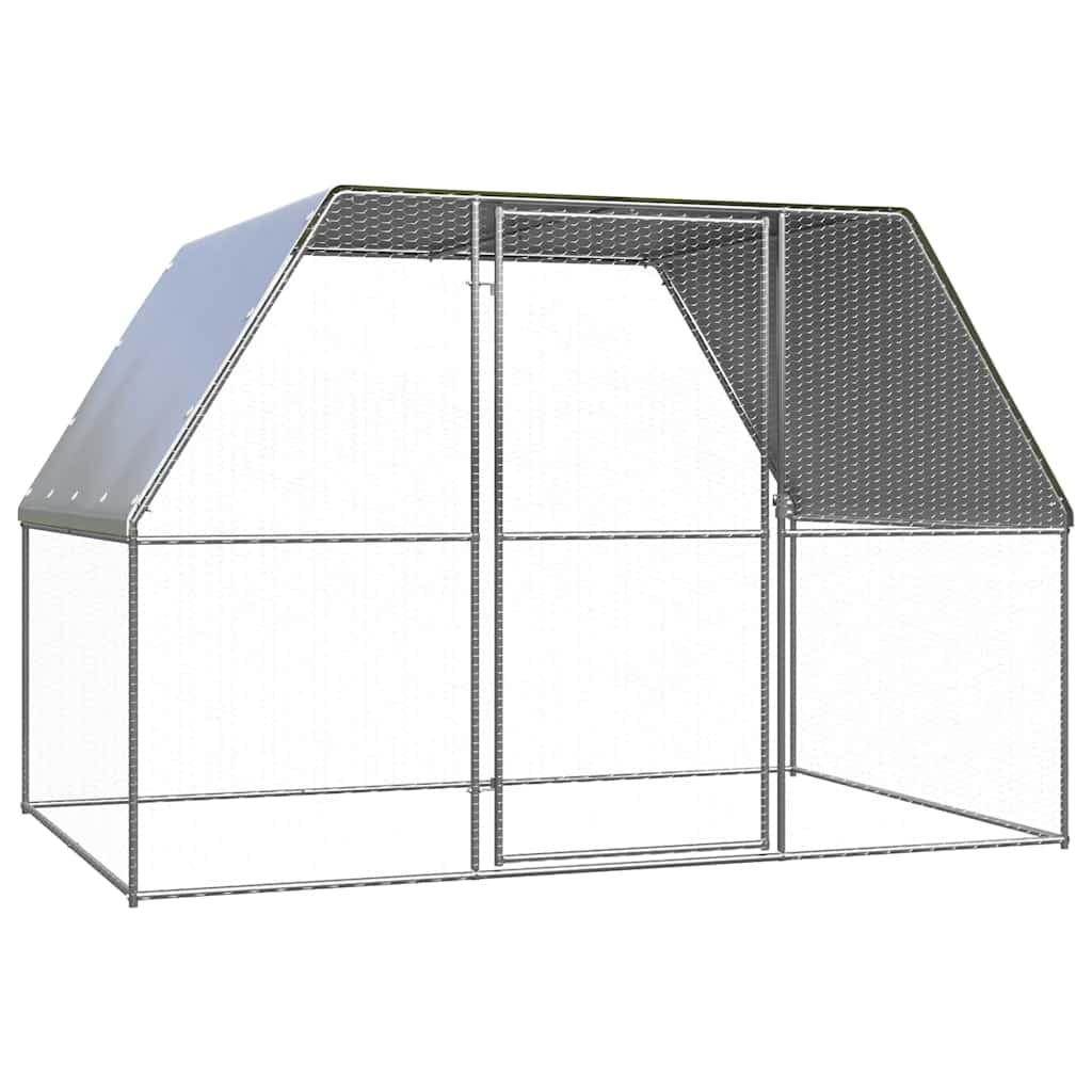 vidaXL Galinheiro 3x2x2 m aço galvanizado prateado e cinzento