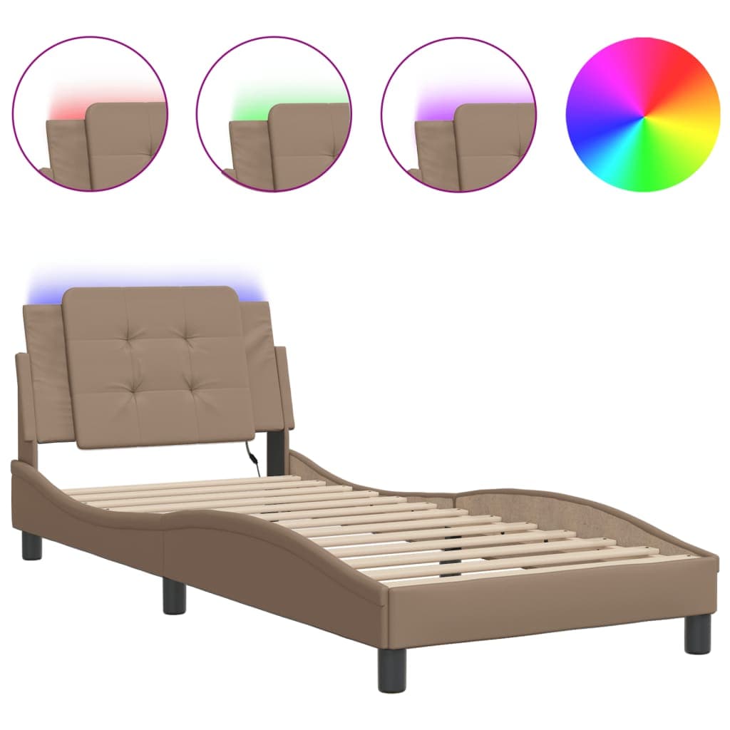 vidaXL Estrutura de cama com LED sem colchão Zadar 80x200cm cappuccino