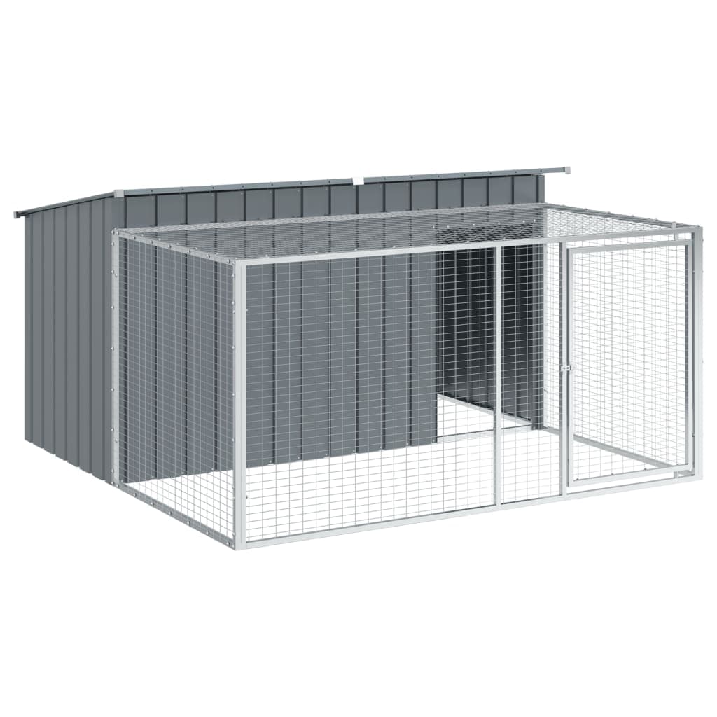 vidaXL Casota para cães com corredor antracite 197x194x110 cm aço galvanizado