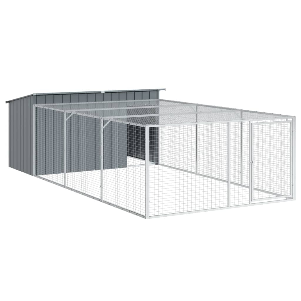 vidaXL Casota para cães com corredor antracite 197x396x110 cm aço galvanizado