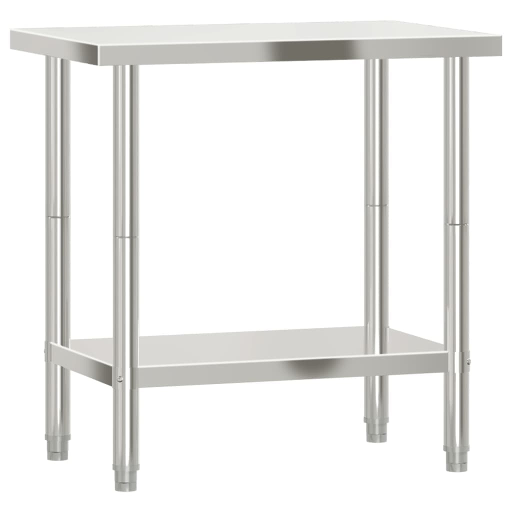 vidaXL Mesa de trabalho para cozinha 82,5x55x85 cm aço inoxidável
