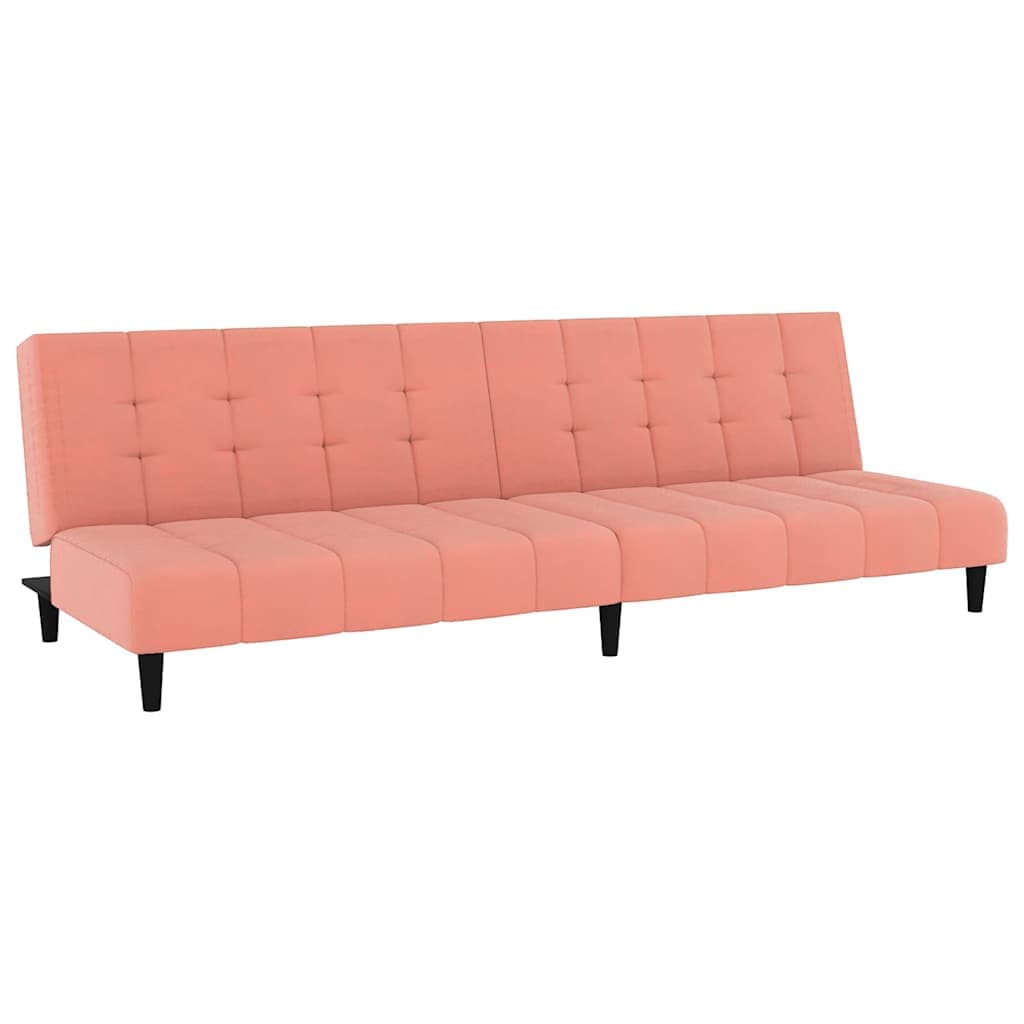 vidaXL Sofá-cama de 2 lugares veludo rosa
