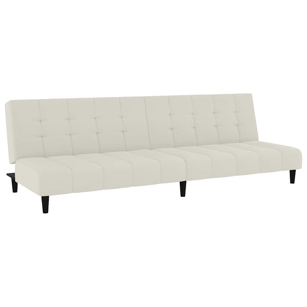 vidaXL Sofá-cama de 2 lugares veludo cor creme