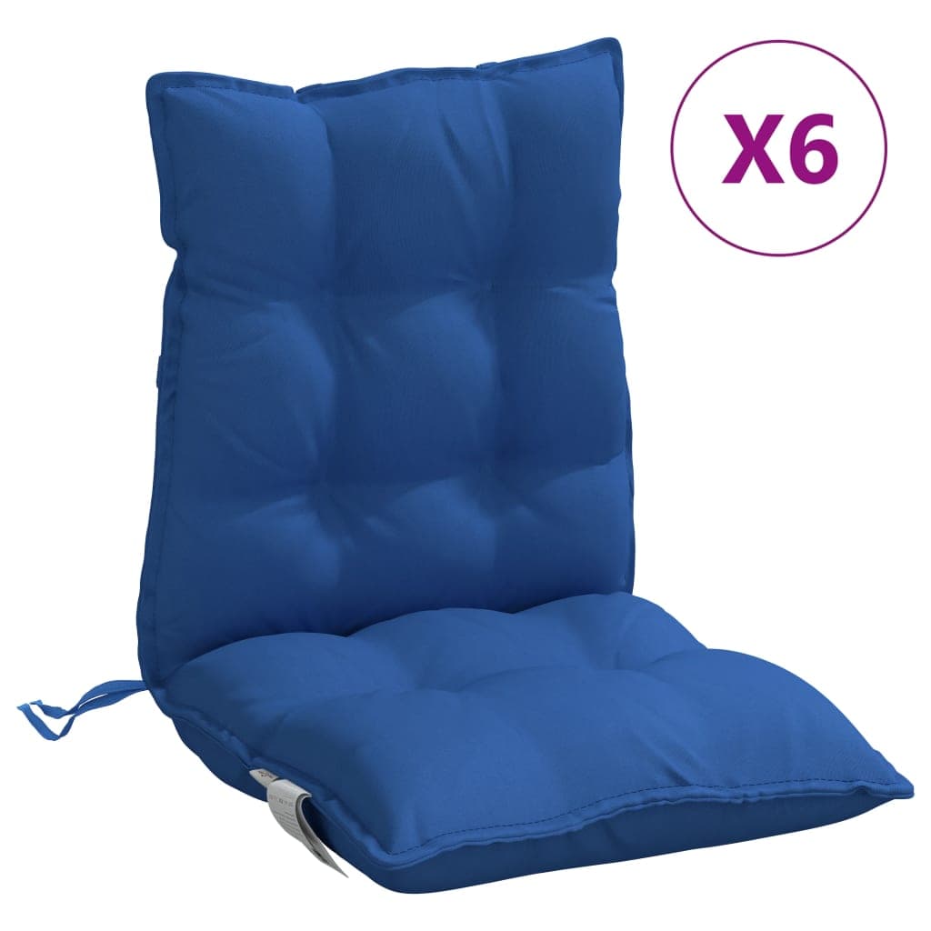 vidaXL Almofadões cadeira encosto baixo 6 pcs tecido oxford azul real