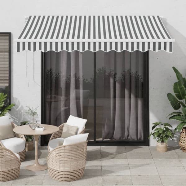 vidaXL Toldo Retrátil Automático com led 300x250 cm Antracite/branco - 2927641096