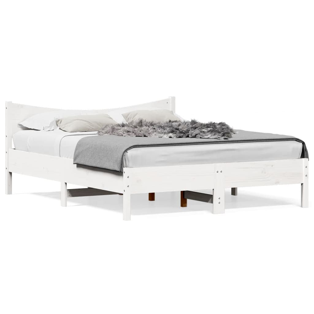 vidaXL Cama sem colchão 150x200 cm madeira de pinho maciça branco