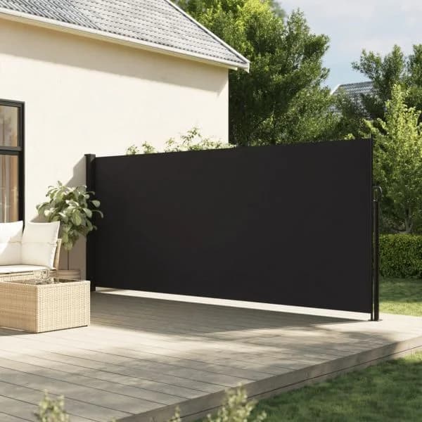 vidaXL Toldo Lateral Retrátil 180x600 cm Preto - 858352242