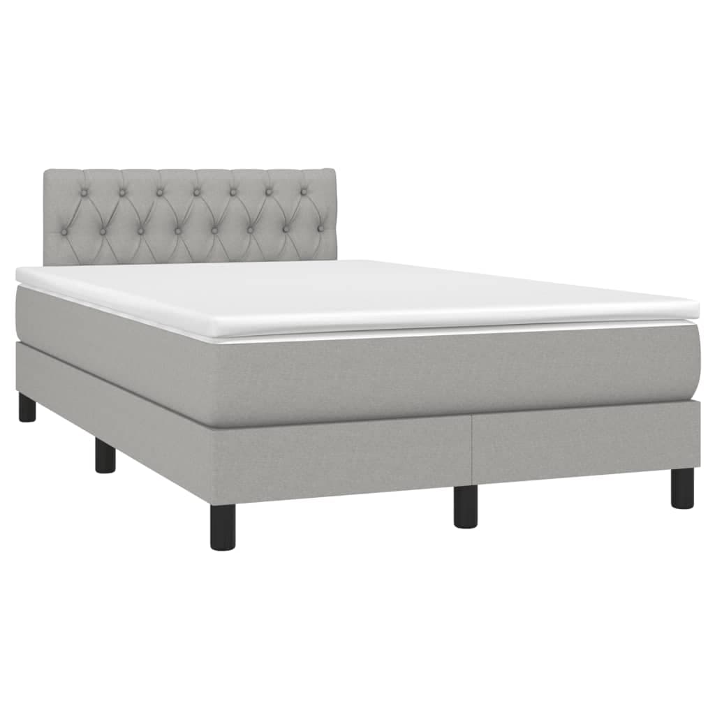 vidaXL Cama boxspring com colchão 120x190 cm tecido cinzento-claro
