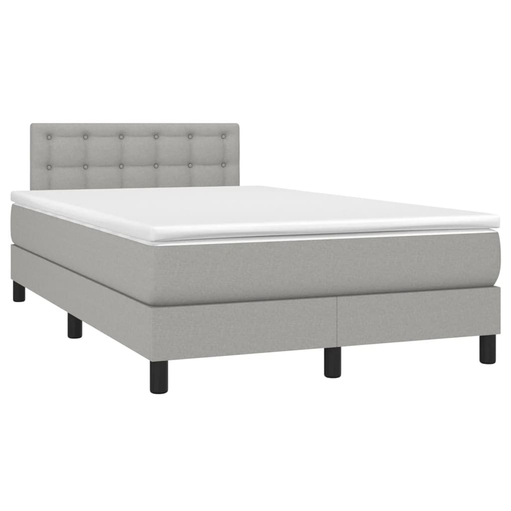 vidaXL Cama Boxspring com Colchão 120x190 cm Tecido Cinzento-claro - 3822608365