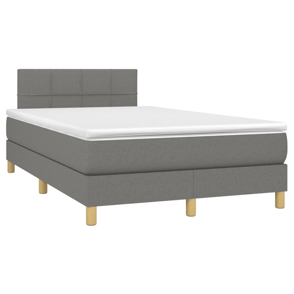 vidaXL Cama Boxspring com Colchão 120x190 cm Tecido Cinzento-escuro - 1071668291