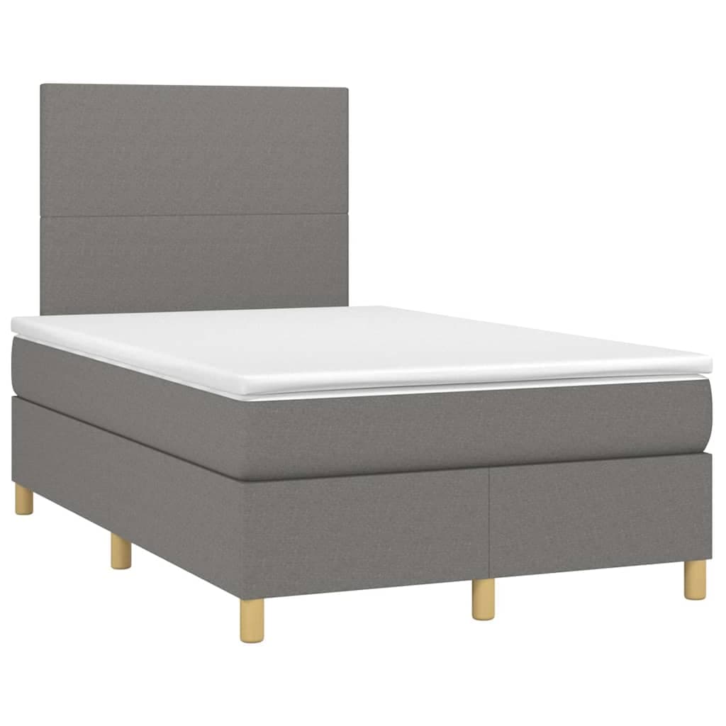 vidaXL Cama boxspring com colchão 120x190 cm tecido cinzento-escuro