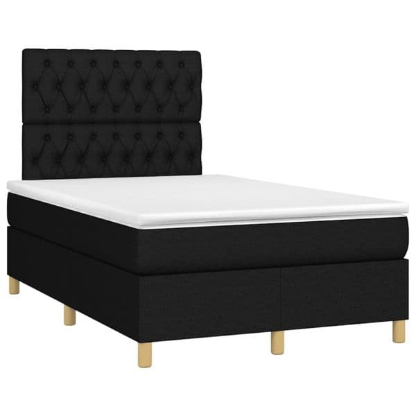 vidaXL Cama Boxspring com Colchão 120x190 cm Tecido Preto - 122164171