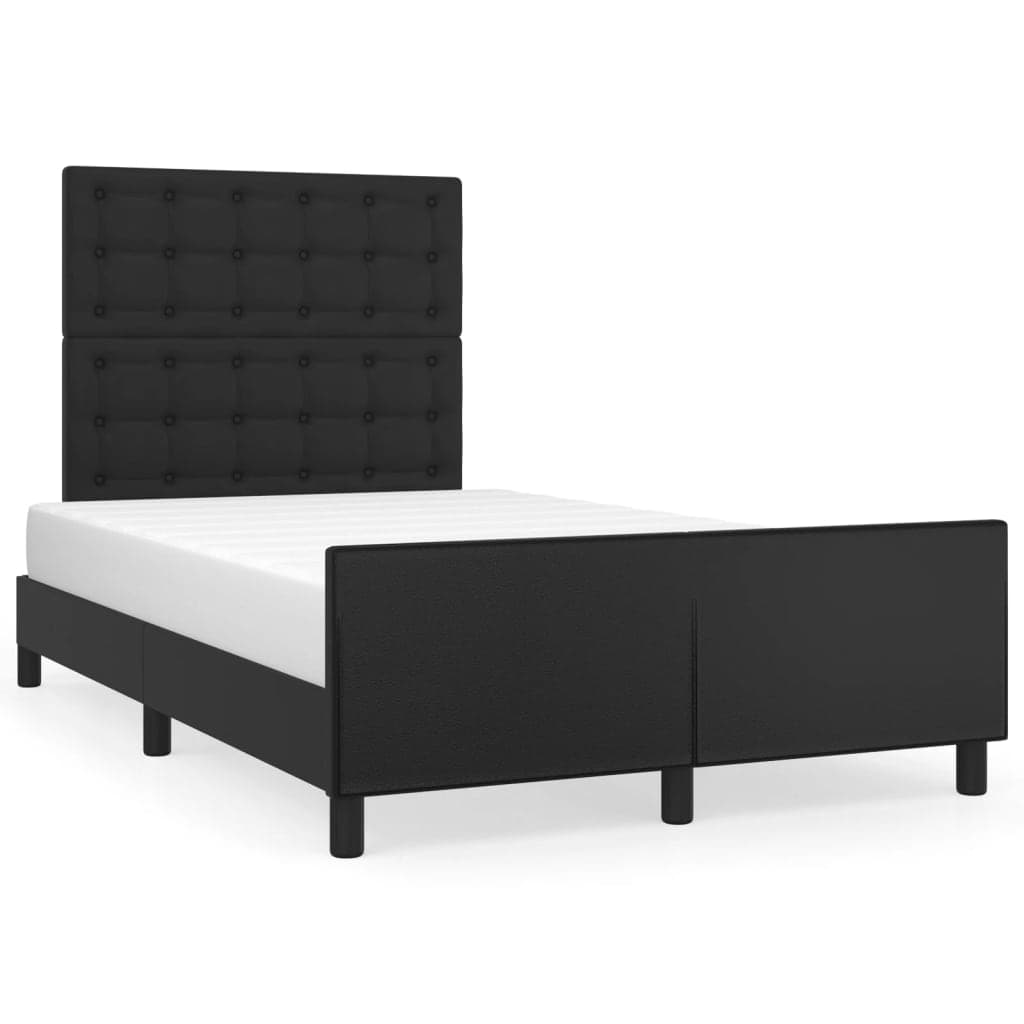 vidaXL Estrutura de cama sem castanho colchão 120x190cm couro do falso
