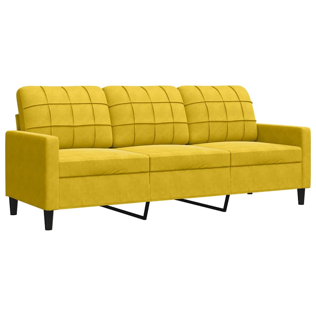 vidaXL Sofá de 3 lugares 180 cm veludo amarelo