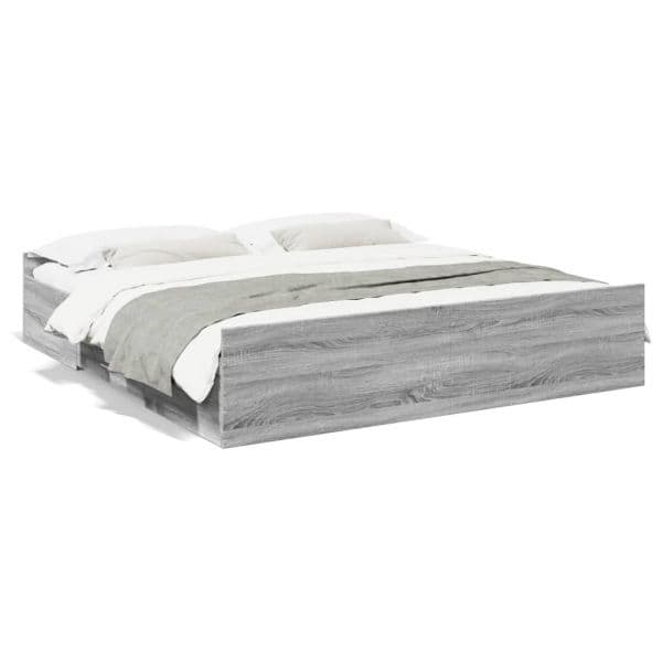 vidaXL Estrutura de Cama com Gavetas Derivados Madeira Cinza Sonoma - 1645887225
