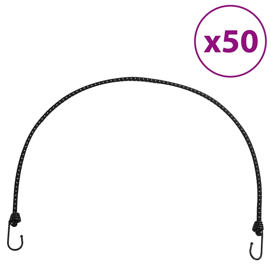 vidaXL Cordas elásticas c/ faixas refletoras e ganchos 50 pcs 100 cm