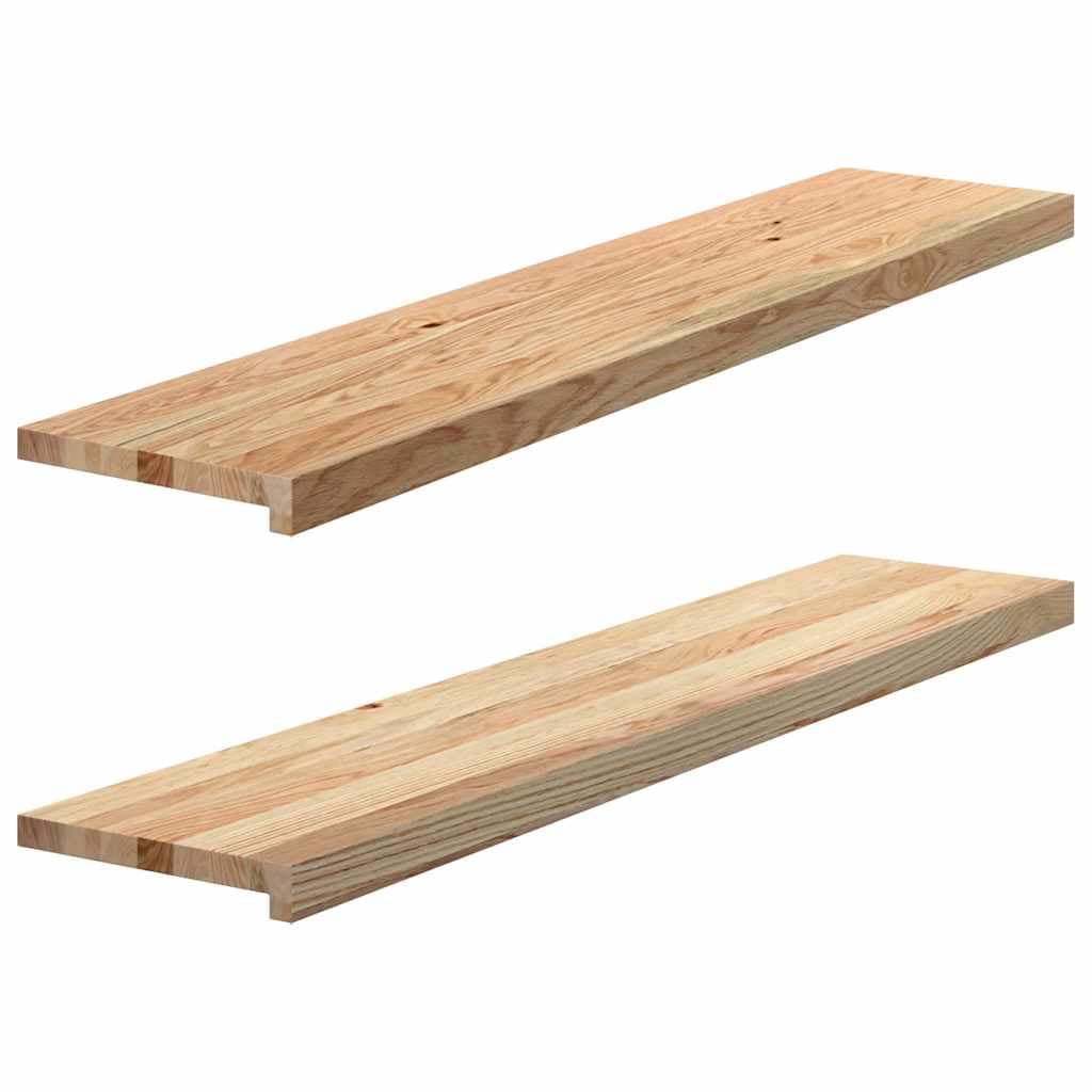 vidaXL Tapetes de escada 2 pcs 120x25x2cm carvalho maciço não tratado