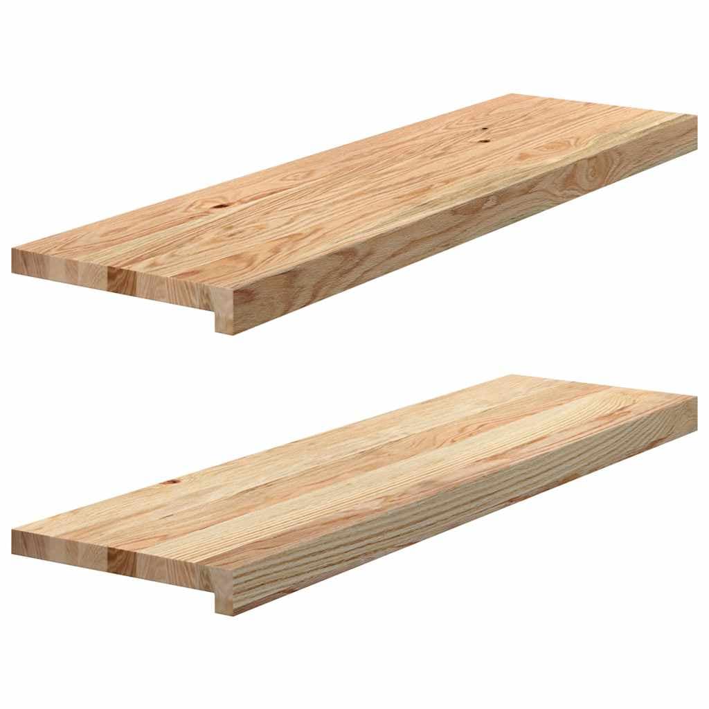 vidaXL Tapetes de escada 2 pcs 90x30x2 cm carvalho maciço não tratado