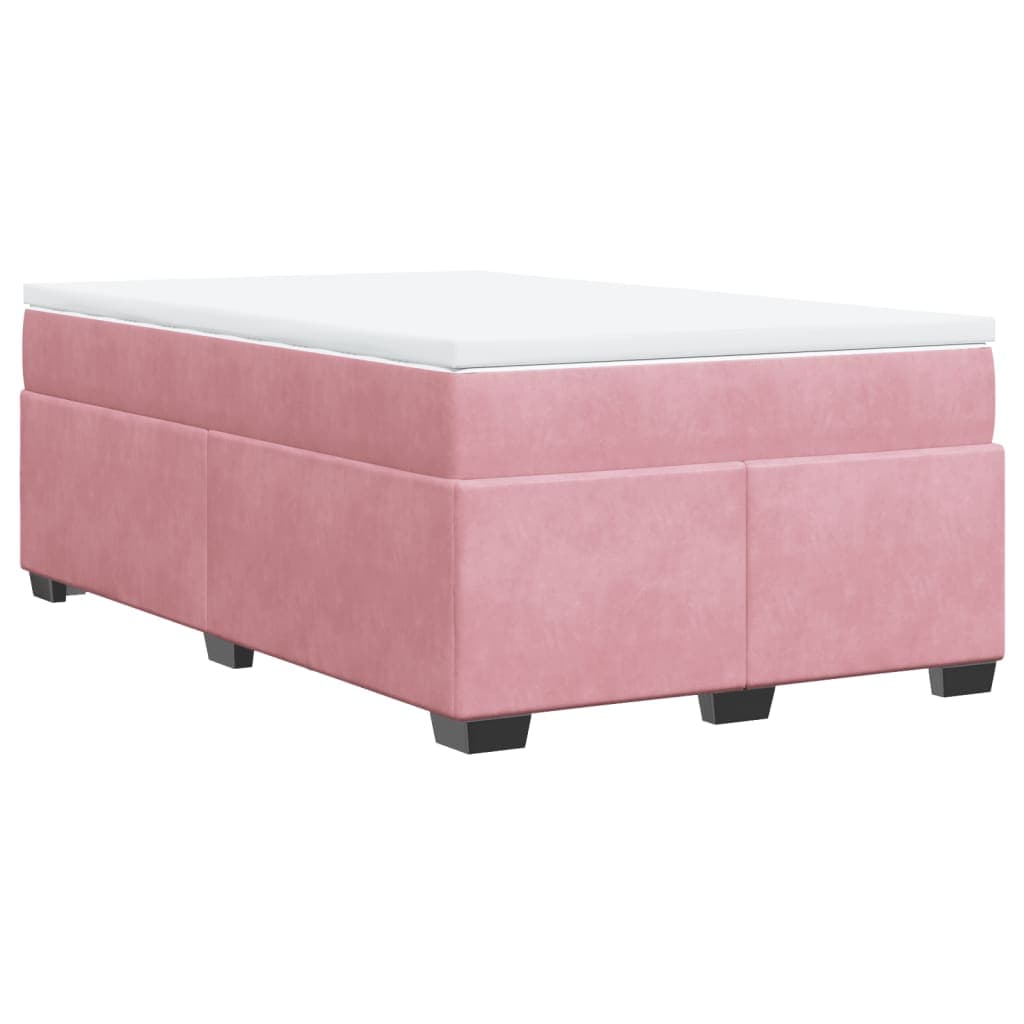 vidaXL Cama Boxspring com Colchão 120x190 cm Veludo Rosa - 1386810066