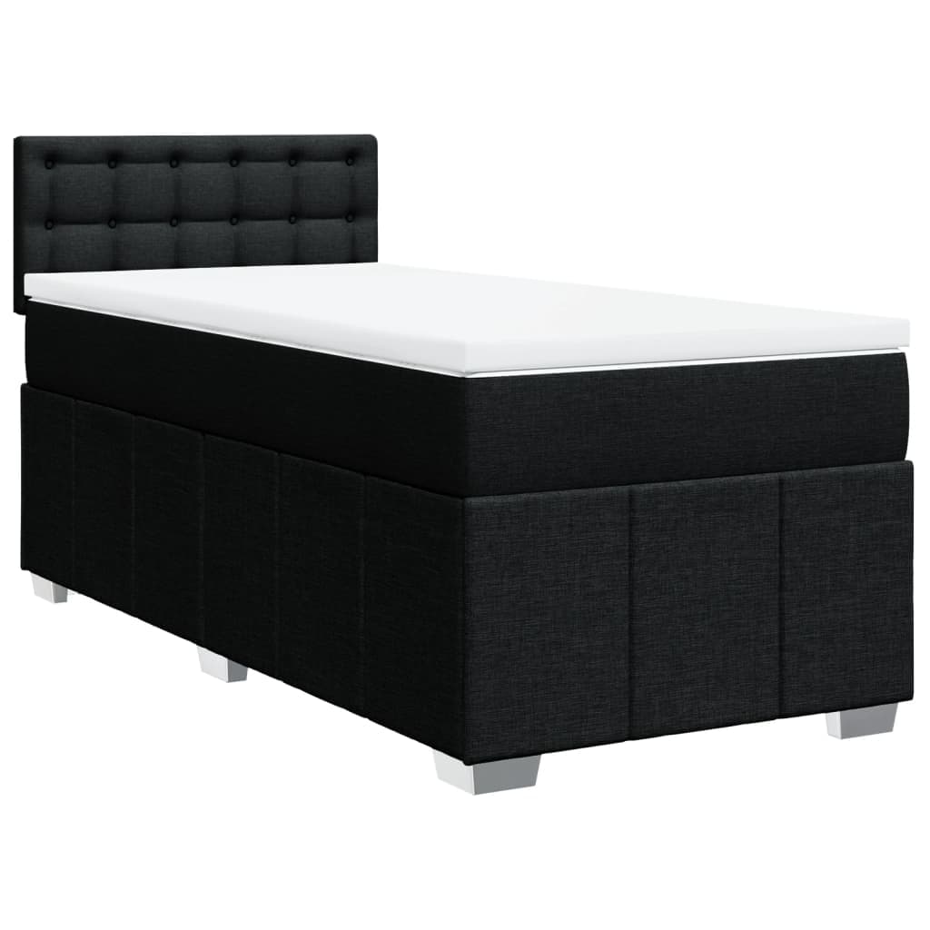 vidaXL Cama com molas/colchão 100x200 cm tecido preto