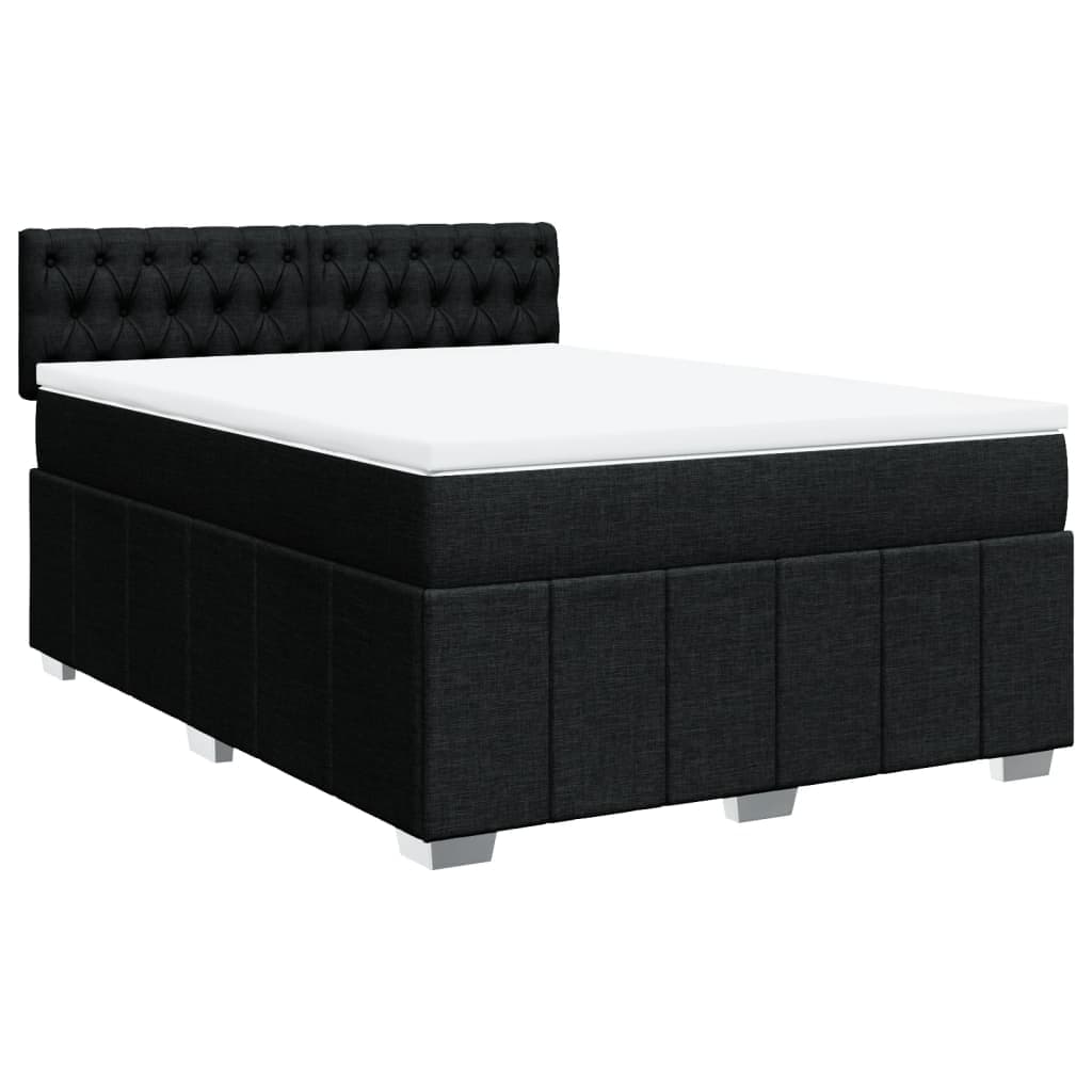 vidaXL Cama com molas/colchão 160x200 cm tecido preto