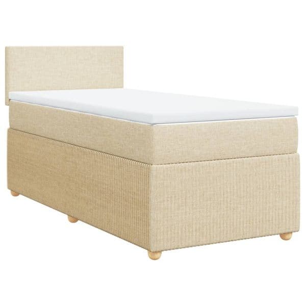 vidaXL Cama com Molas/colchão 90x200 cm Tecido Cor Crème - 67583184