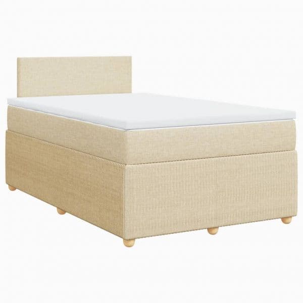 vidaXL Cama com Molas/colchão 120x200 cm Tecido Cor Creme - 4046503457