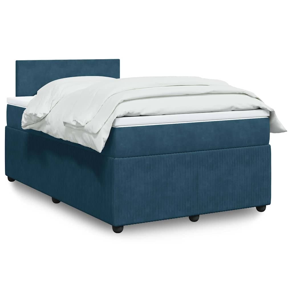 vidaXL Cama boxspring com colchão 120x200 cm veludo azul