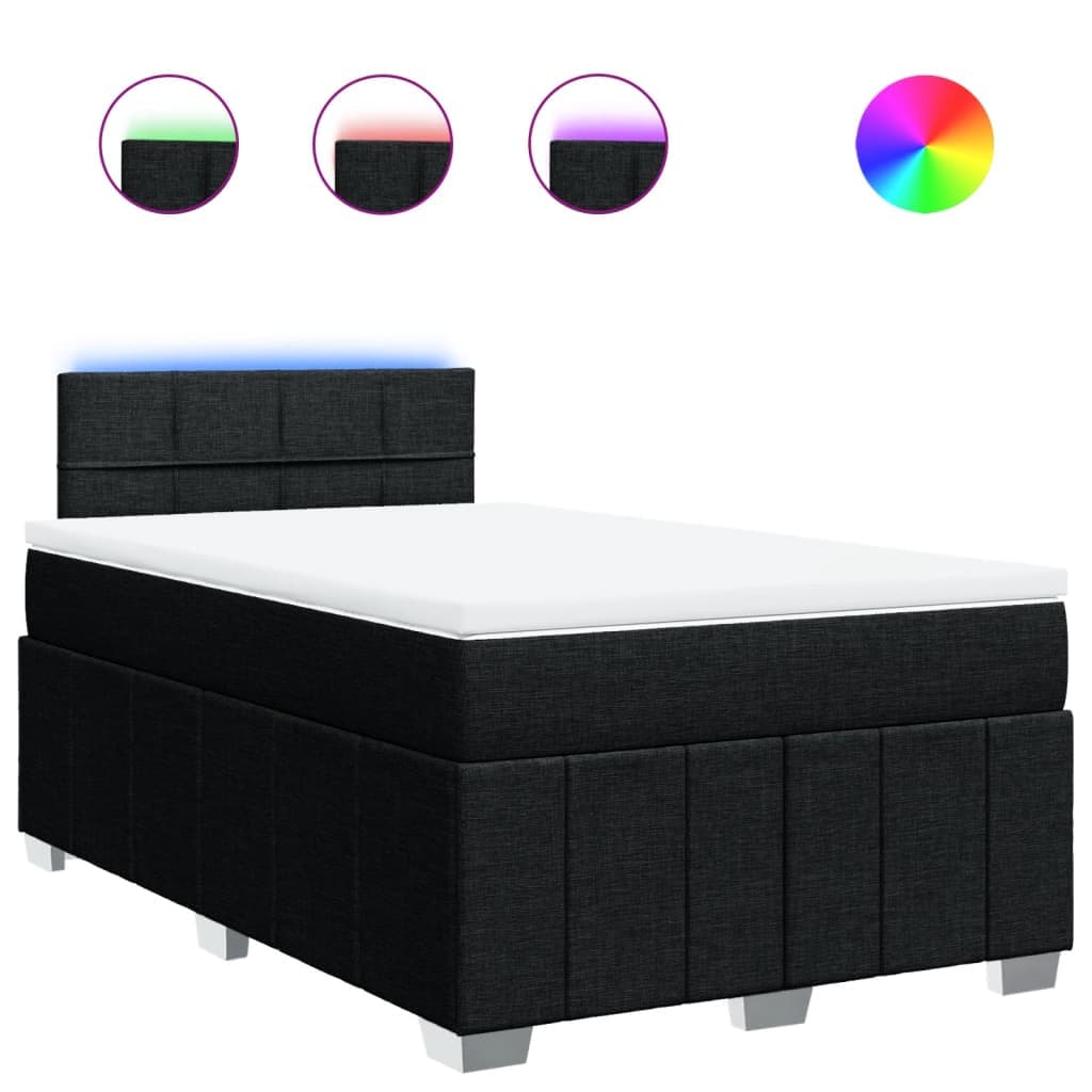 vidaXL Cama com Molas/colchão 120x200 cm Tecido Preto - 3839380451