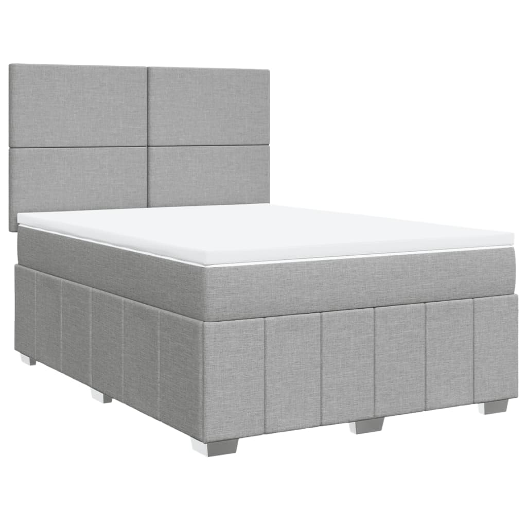 vidaXL Cama com Molas/colchão 140x200 cm Tecido Cinzento-claro - 1614413862