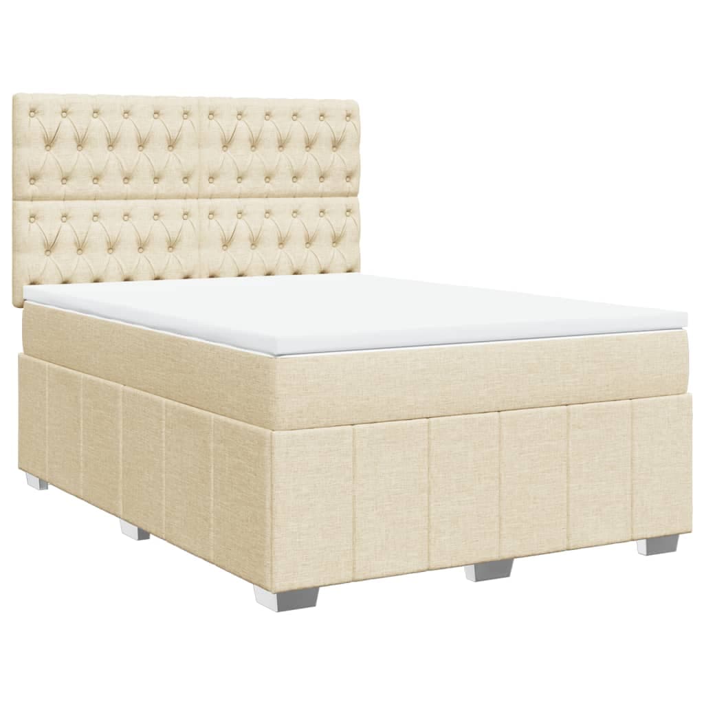 vidaXL Cama com Molas/colchão 140x200 cm Tecido Cor Creme - 927299002
