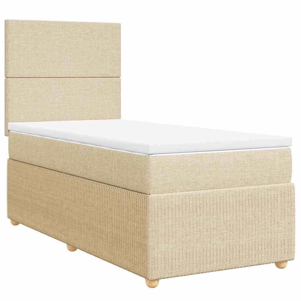 vidaXL Cama com Molas/colchão 90x190 cm Tecido Cor Creme - 3708727726
