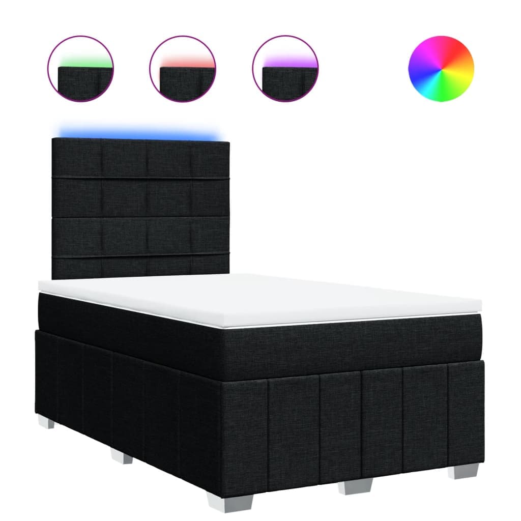 vidaXL Cama com Molas/colchão 120x200 cm Tecido Preto - 3146909665