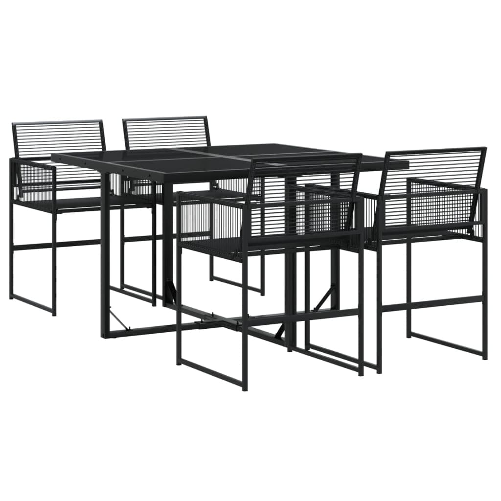 vidaXL 5 Peças Conjunto de Jantar para Jardim Vime Pe Preto - 1322707172