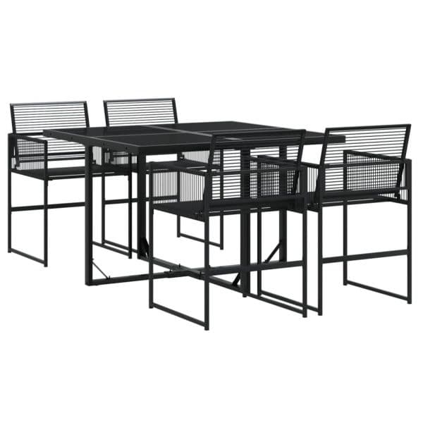 vidaXL 5 Peças Conjunto de Jantar para Jardim Vime Pe Preto - 1322707172