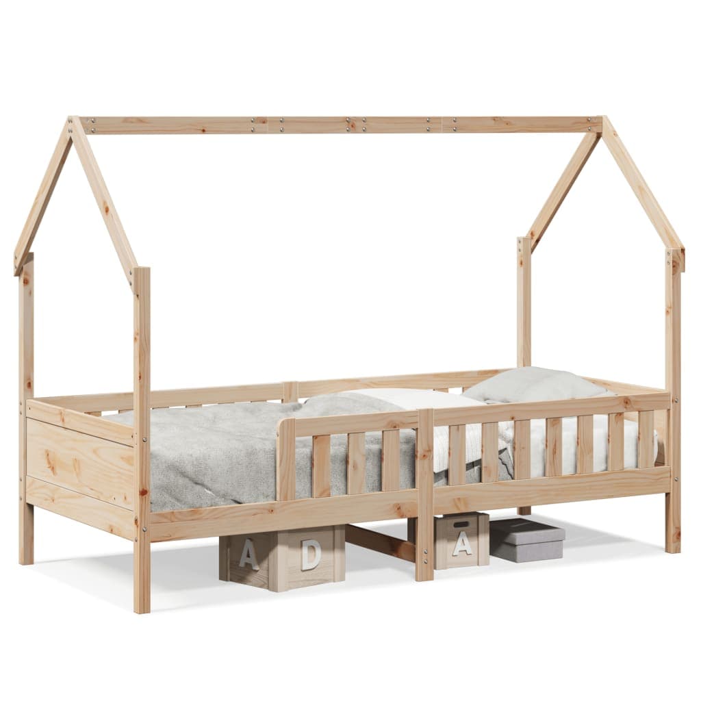 vidaXL Cama Infantil Formato Casa 90x190 cm Madeira de Pinho Maciça - 3798148721
