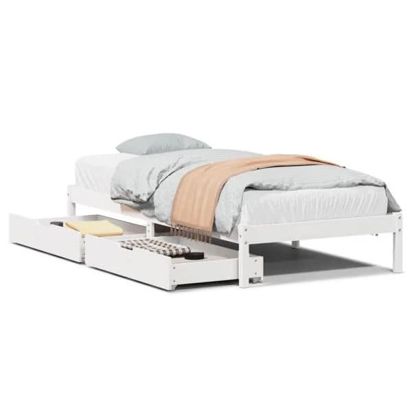vidaXL Cama sem Colchão 75x190 cm Madeira de Pinho Maciça Branco - 8721102938108