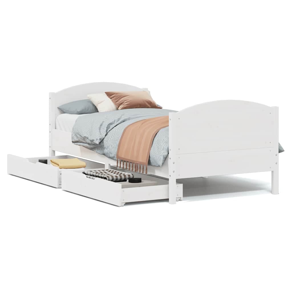 vidaXL Cama sem colchão 75x190 cm madeira de pinho maciça branco