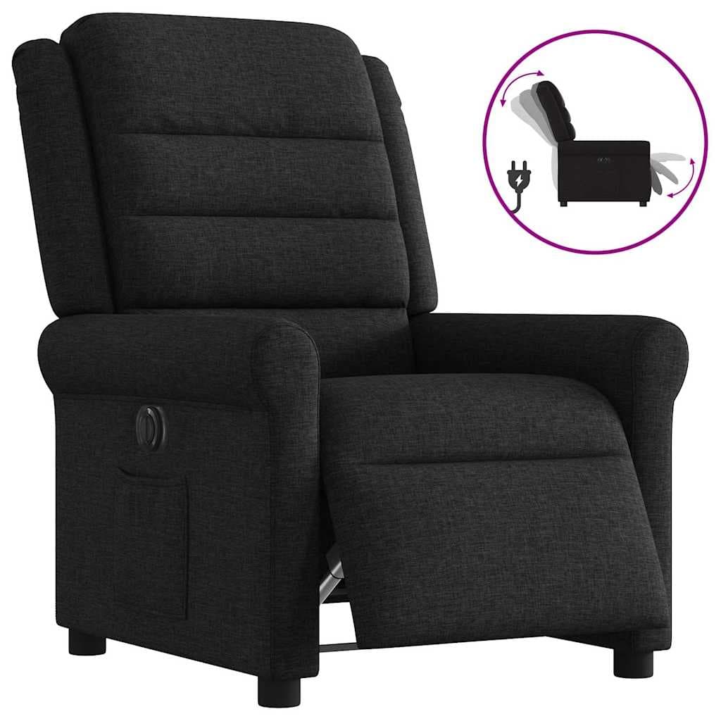 vidaXL Poltrona Elétrica Reclinável Tecido Preto - 4234379720